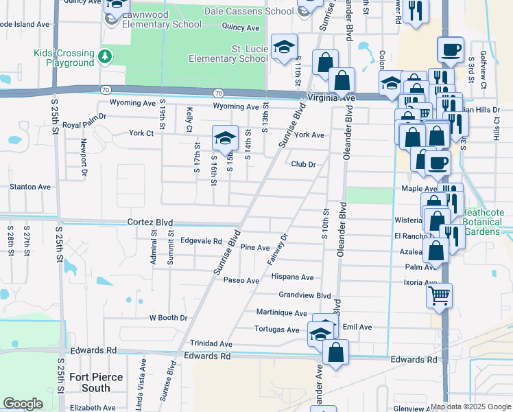 map of restaurants, bars, coffee shops, grocery stores, and more near 1119 Marabelle Avenue in Fort Pierce