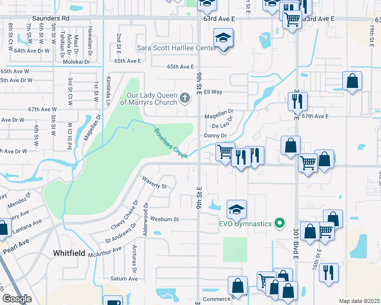 map of restaurants, bars, coffee shops, grocery stores, and more near 820 Pennsylvania Way in Sarasota