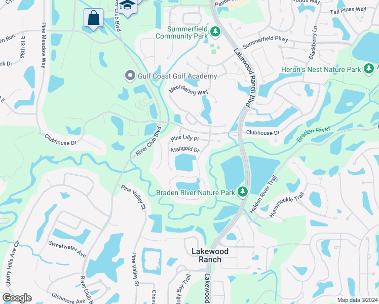 map of restaurants, bars, coffee shops, grocery stores, and more near 11206 Marigold Drive in Lakewood Ranch
