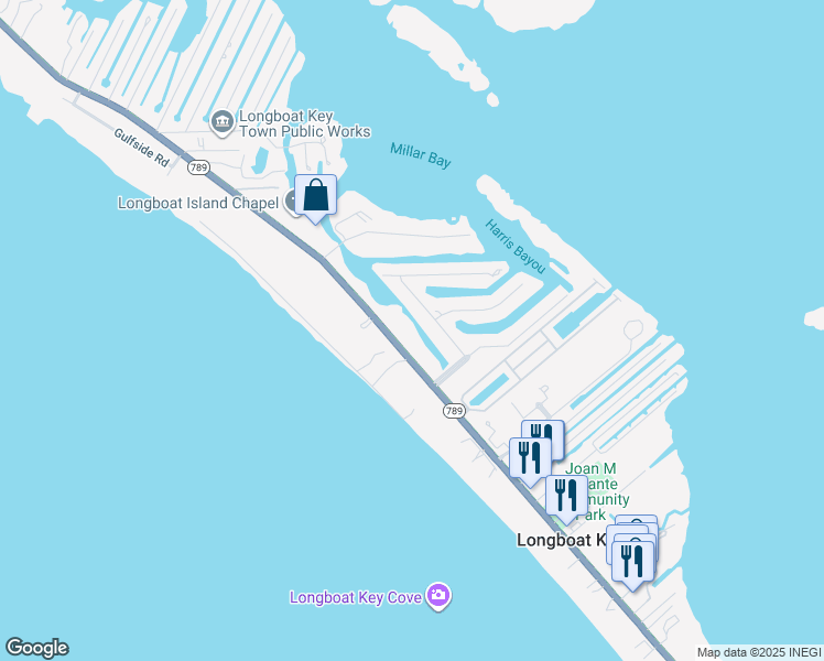 map of restaurants, bars, coffee shops, grocery stores, and more near 5920 Gulf of Mexico Drive in Longboat Key
