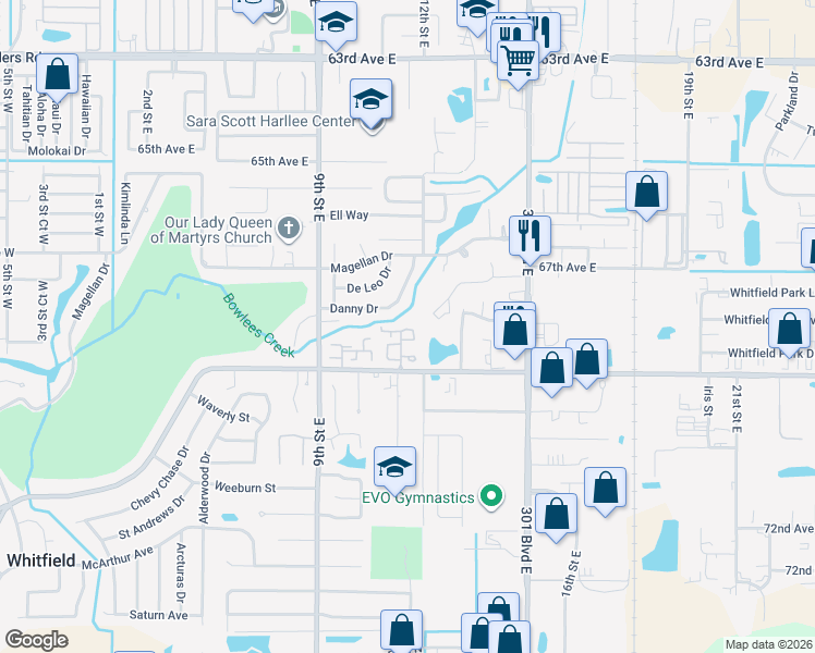 map of restaurants, bars, coffee shops, grocery stores, and more near 1141 Longfellow Way in Sarasota