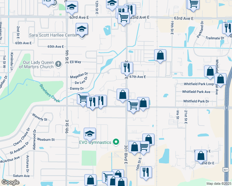 map of restaurants, bars, coffee shops, grocery stores, and more near 1398 Hidden Acres Circle in Sarasota