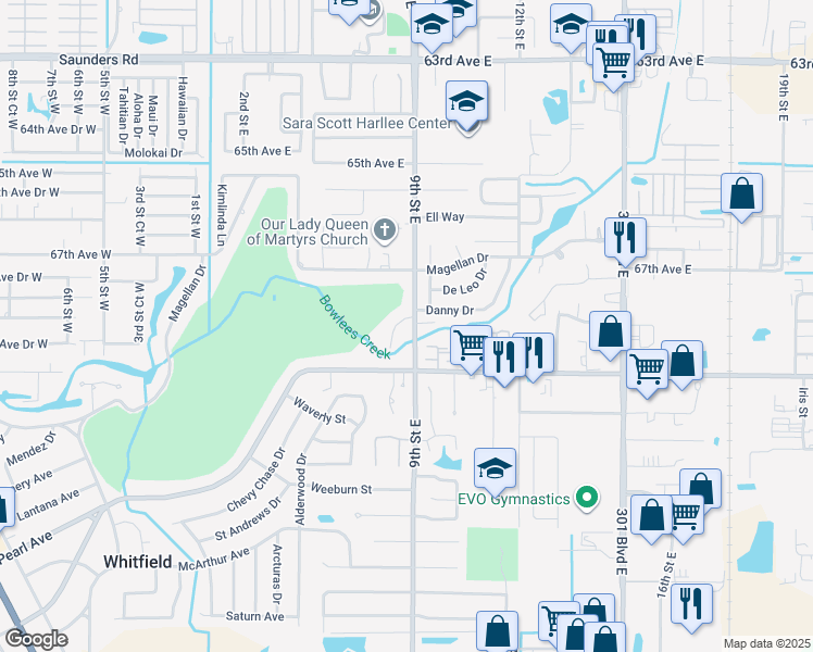 map of restaurants, bars, coffee shops, grocery stores, and more near 820 Pennsylvania Way in Sarasota