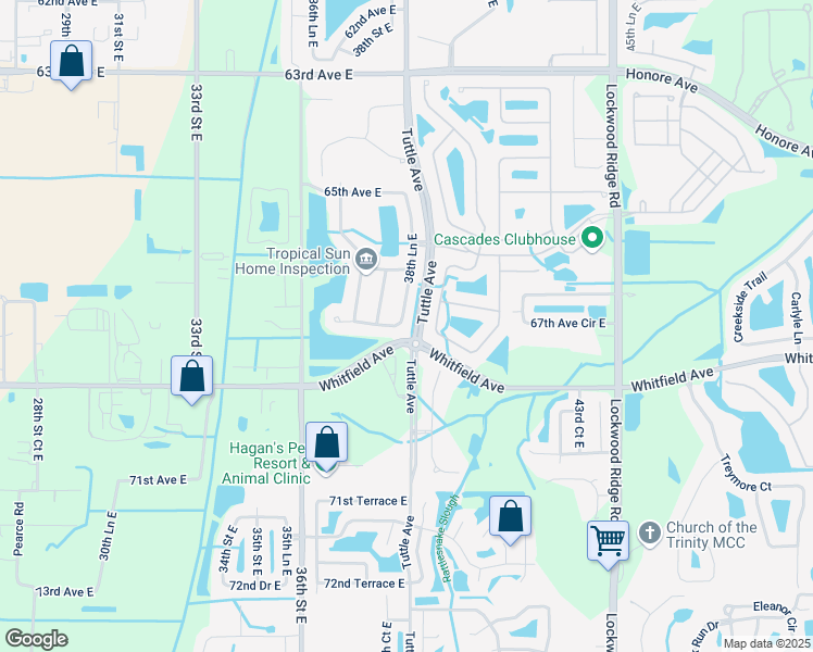 map of restaurants, bars, coffee shops, grocery stores, and more near 6663 38th Lane East in Sarasota