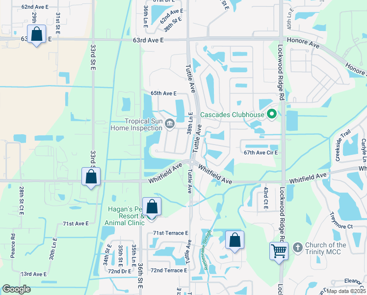 map of restaurants, bars, coffee shops, grocery stores, and more near 6663 38th Lane East in Sarasota