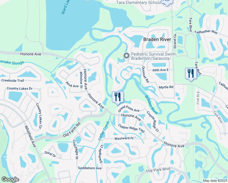map of restaurants, bars, coffee shops, grocery stores, and more near 6737 Lincoln Road in Bradenton