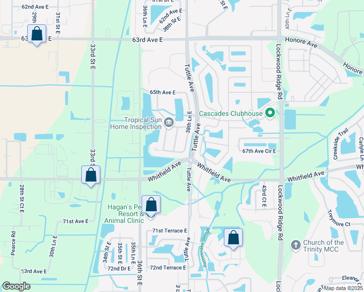 map of restaurants, bars, coffee shops, grocery stores, and more near 6663 38th Lane East in Sarasota