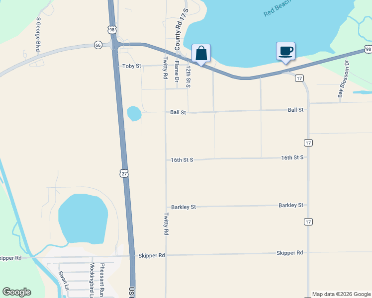 map of restaurants, bars, coffee shops, grocery stores, and more near 7815 Twitty Road in Sebring