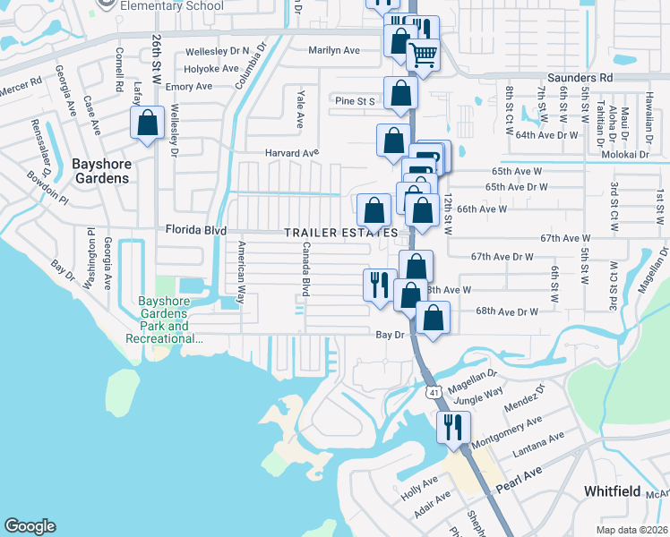 map of restaurants, bars, coffee shops, grocery stores, and more near 1803 Minnesota Avenue in Bradenton