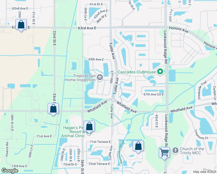 map of restaurants, bars, coffee shops, grocery stores, and more near 6642 38th Lane East in Sarasota