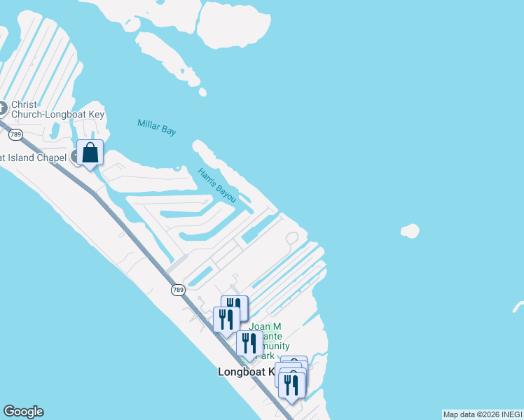 map of restaurants, bars, coffee shops, grocery stores, and more near 909 Spanish Drive North in Longboat Key