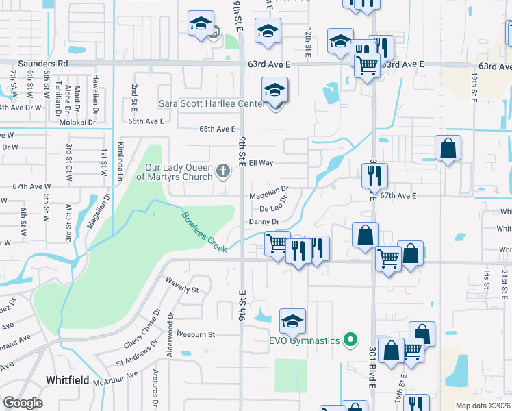 map of restaurants, bars, coffee shops, grocery stores, and more near 6715 Conetta Dr in Sarasota