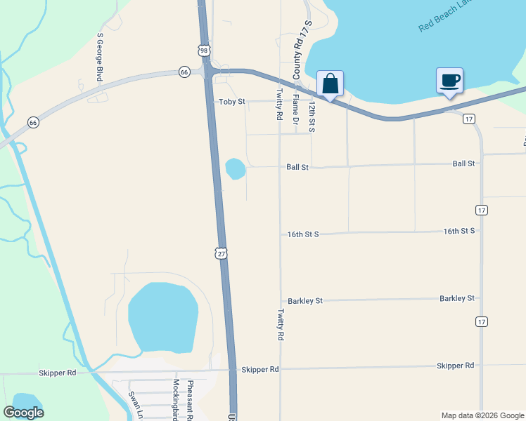 map of restaurants, bars, coffee shops, grocery stores, and more near 7815 Twitty Road in Sebring