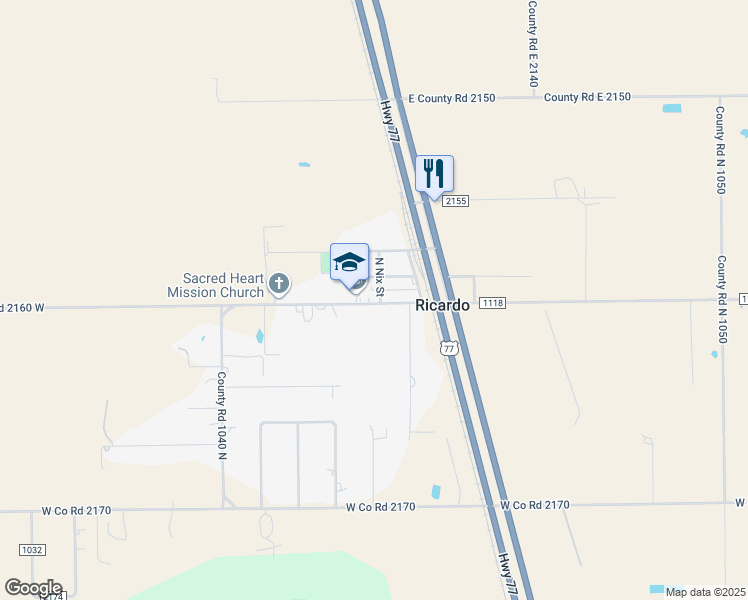 map of restaurants, bars, coffee shops, grocery stores, and more near 138 County Road 2160 West in Kingsville