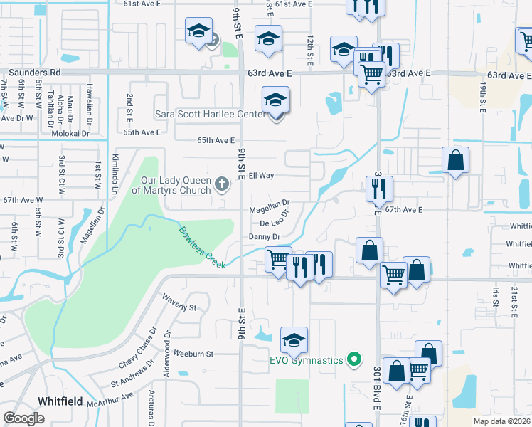 map of restaurants, bars, coffee shops, grocery stores, and more near 6715 Conetta Drive in Sarasota