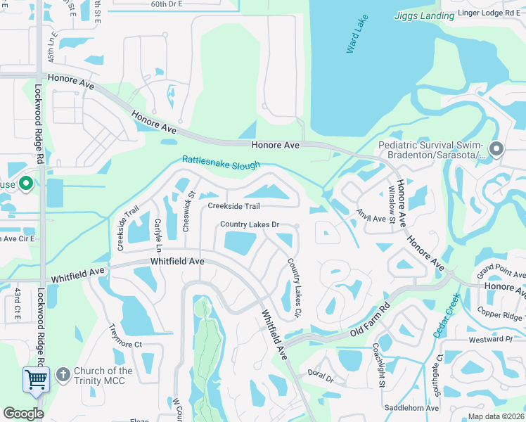 map of restaurants, bars, coffee shops, grocery stores, and more near 5650 Country Lakes Drive in Sarasota