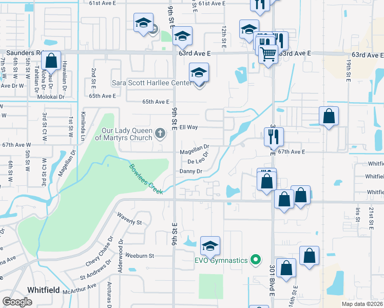 map of restaurants, bars, coffee shops, grocery stores, and more near 6715 Conetta Drive in Sarasota