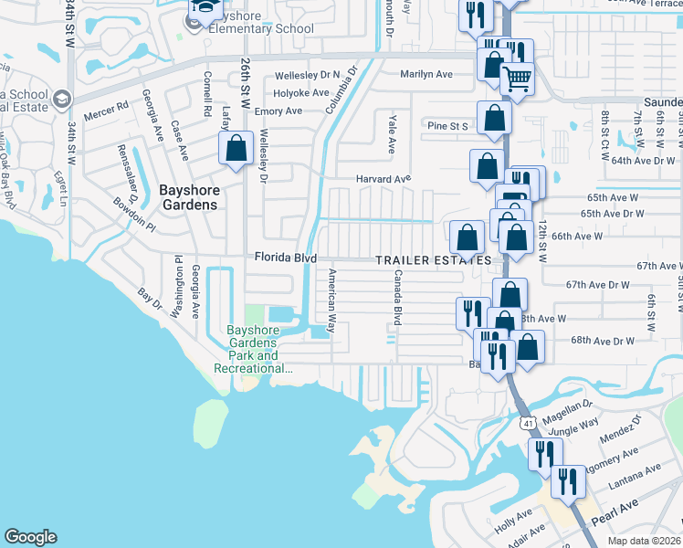 map of restaurants, bars, coffee shops, grocery stores, and more near 2015 Minnesota Avenue in Bradenton