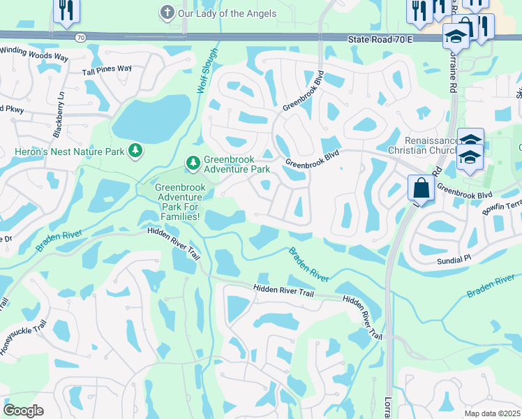 map of restaurants, bars, coffee shops, grocery stores, and more near 6674 Coopers Hawk Court in Bradenton