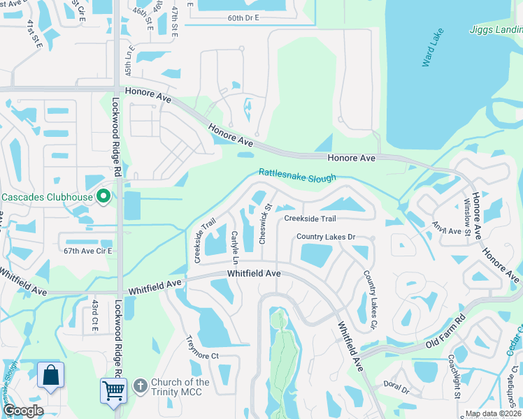 map of restaurants, bars, coffee shops, grocery stores, and more near 6634 Cheswick Street in Sarasota