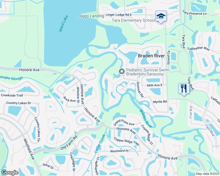 map of restaurants, bars, coffee shops, grocery stores, and more near 6608 Lincoln Road in Bradenton
