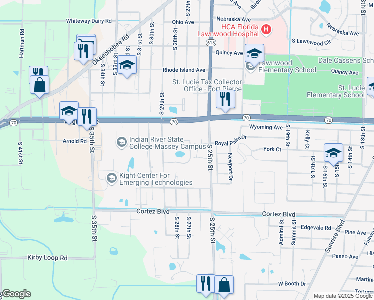 map of restaurants, bars, coffee shops, grocery stores, and more near 2476 Atlantis Drive in Fort Pierce