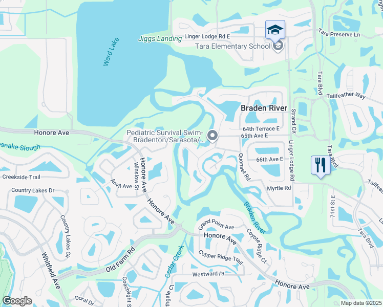 map of restaurants, bars, coffee shops, grocery stores, and more near 6534 Lincoln Road in Bradenton