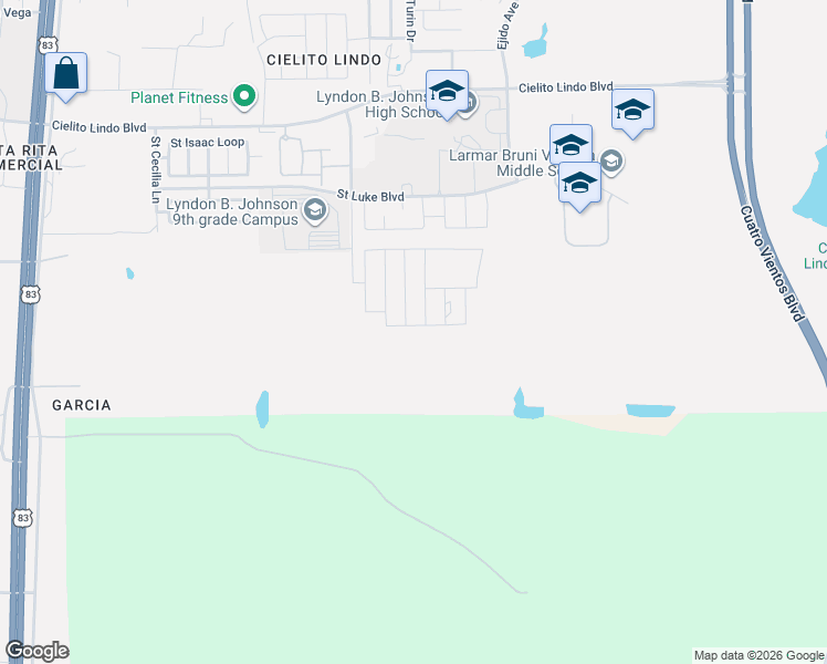 map of restaurants, bars, coffee shops, grocery stores, and more near 5905 Saint Joan of Arc Loop in Laredo