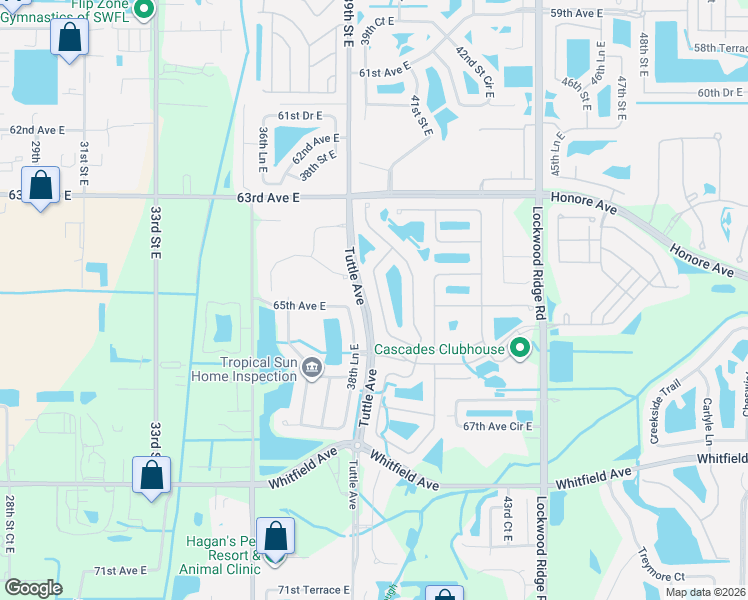 map of restaurants, bars, coffee shops, grocery stores, and more near 4047 65th Place East in Sarasota