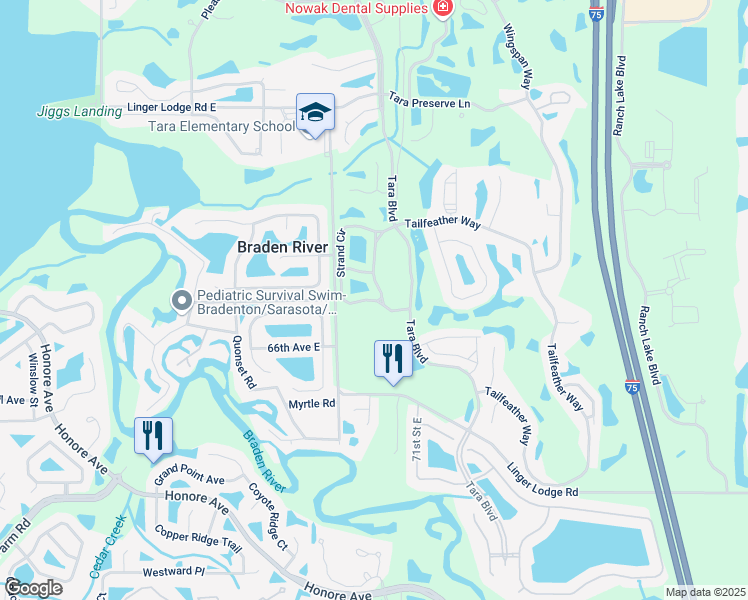 map of restaurants, bars, coffee shops, grocery stores, and more near 7057 Strand Circle in Bradenton