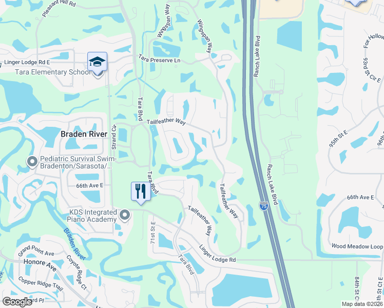 map of restaurants, bars, coffee shops, grocery stores, and more near 6428 Rookery Circle in Bradenton