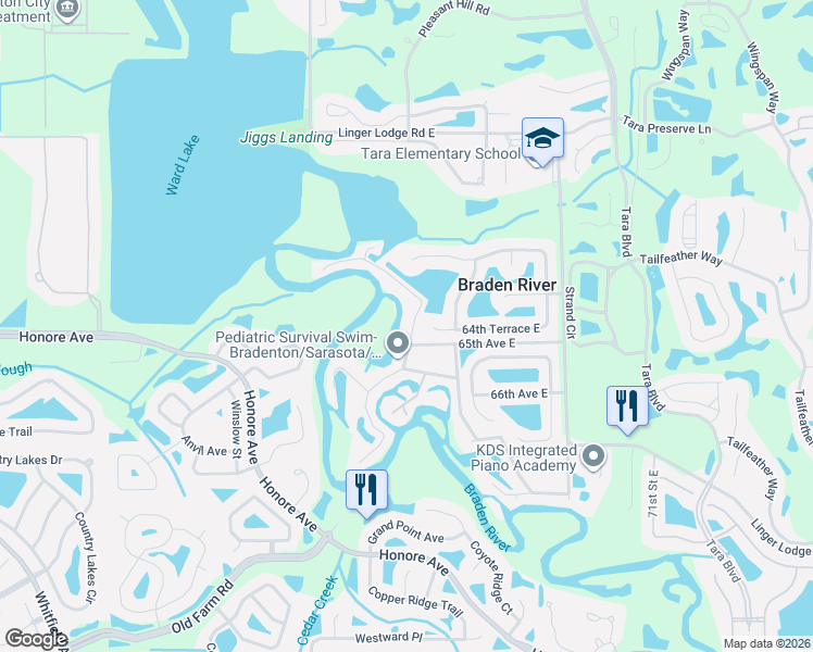 map of restaurants, bars, coffee shops, grocery stores, and more near 6458 Lincoln Road in Bradenton