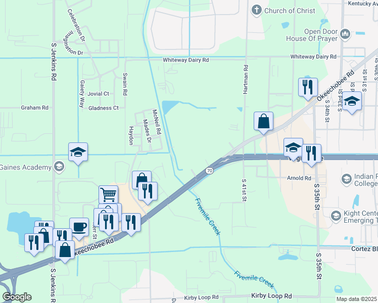map of restaurants, bars, coffee shops, grocery stores, and more near 4204 Okeechobee Road in Fort Pierce