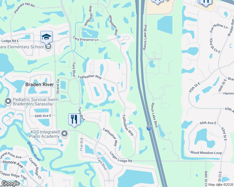 map of restaurants, bars, coffee shops, grocery stores, and more near 6532 Tailfeather Way in Bradenton
