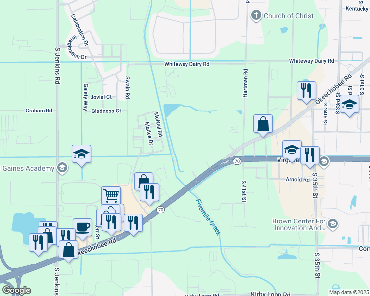map of restaurants, bars, coffee shops, grocery stores, and more near 4204 Okeechobee Road in Fort Pierce