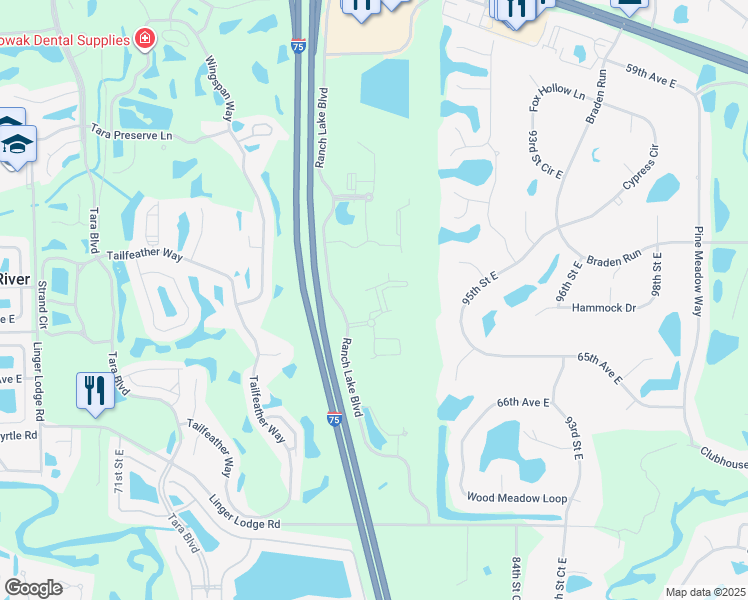 map of restaurants, bars, coffee shops, grocery stores, and more near 6426 Brook Village Cove in Bradenton