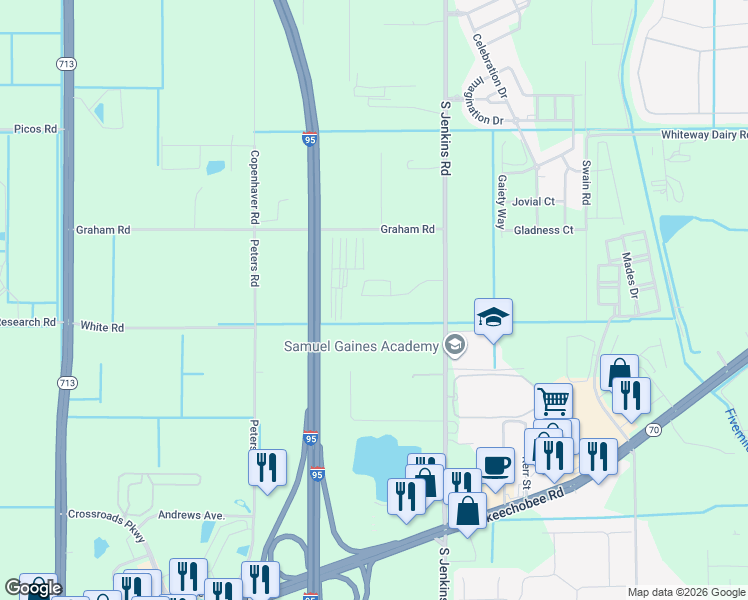 map of restaurants, bars, coffee shops, grocery stores, and more near 2191 South Jenkins Road in Fort Pierce
