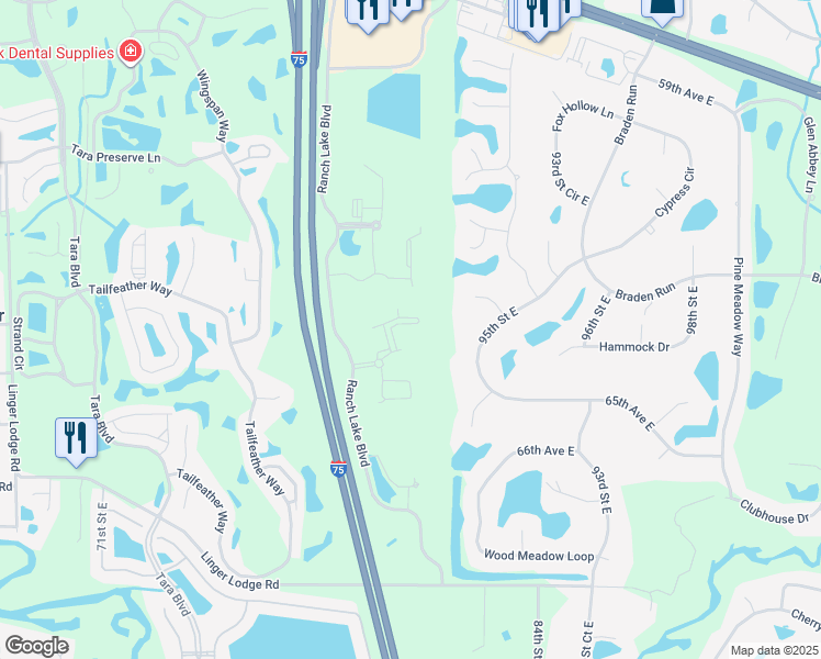 map of restaurants, bars, coffee shops, grocery stores, and more near 6426 Brook Village Cove in Bradenton