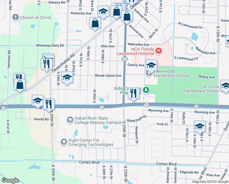 map of restaurants, bars, coffee shops, grocery stores, and more near 2101 South 26th Street in Fort Pierce