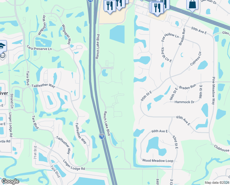 map of restaurants, bars, coffee shops, grocery stores, and more near 8114 Bush Clover Drive in Bradenton