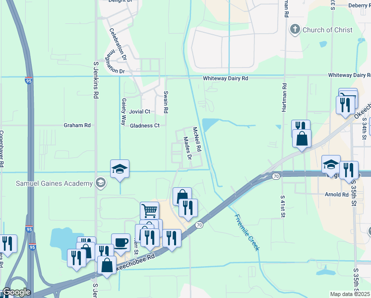 map of restaurants, bars, coffee shops, grocery stores, and more near 100 Corner Drive in Fort Pierce