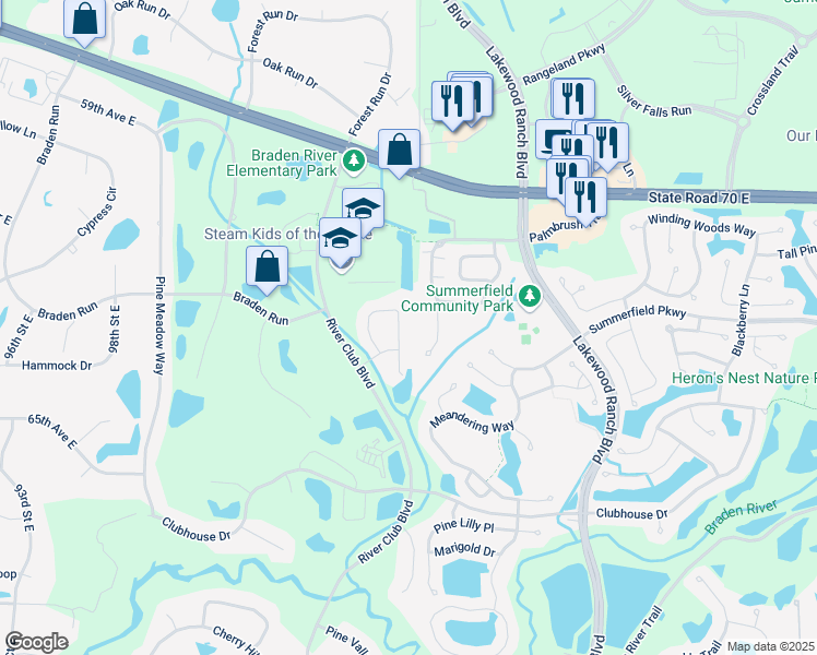 map of restaurants, bars, coffee shops, grocery stores, and more near 6446 Shoal Creek Street Circle in Bradenton