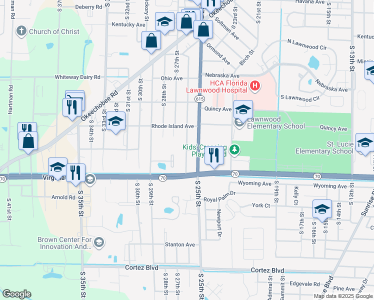 map of restaurants, bars, coffee shops, grocery stores, and more near 2101 South 26th Street in Fort Pierce
