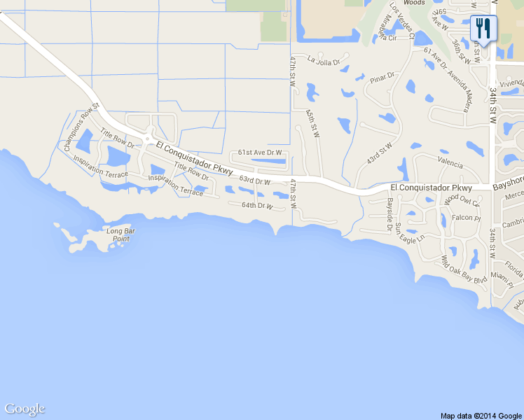 map of restaurants, bars, coffee shops, grocery stores, and more near 4812 64th Drive West in Bradenton