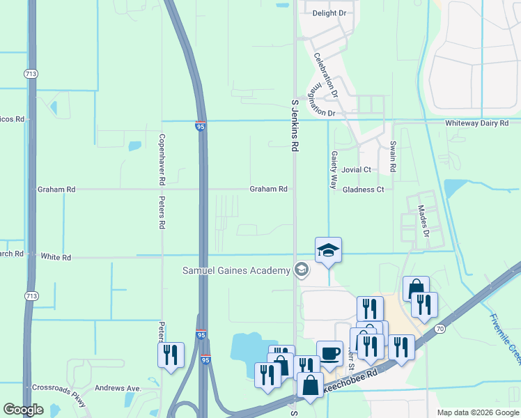 map of restaurants, bars, coffee shops, grocery stores, and more near 2191 South Jenkins Road in Fort Pierce