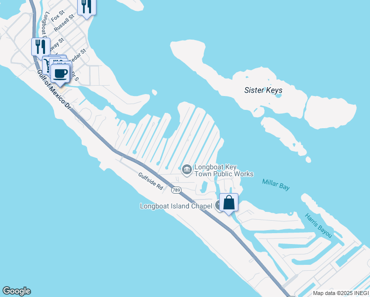 map of restaurants, bars, coffee shops, grocery stores, and more near 638 Norton Street in Longboat Key
