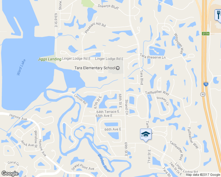 map of restaurants, bars, coffee shops, grocery stores, and more near 6727 63rd Terrace East in Bradenton