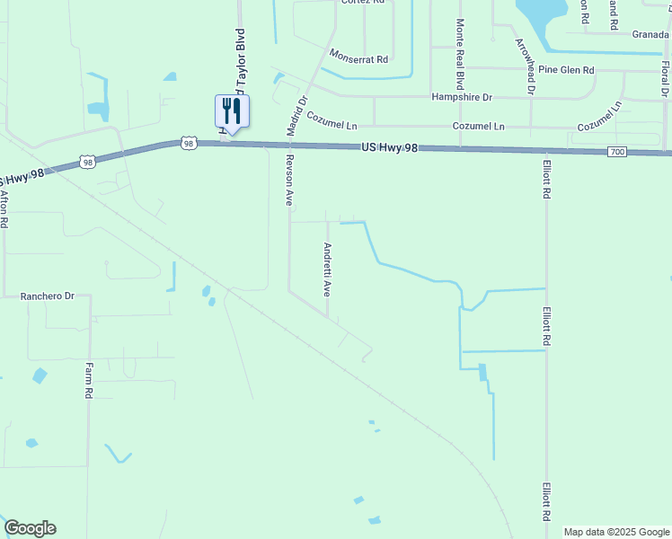 map of restaurants, bars, coffee shops, grocery stores, and more near 219 Andretti Avenue in Sebring
