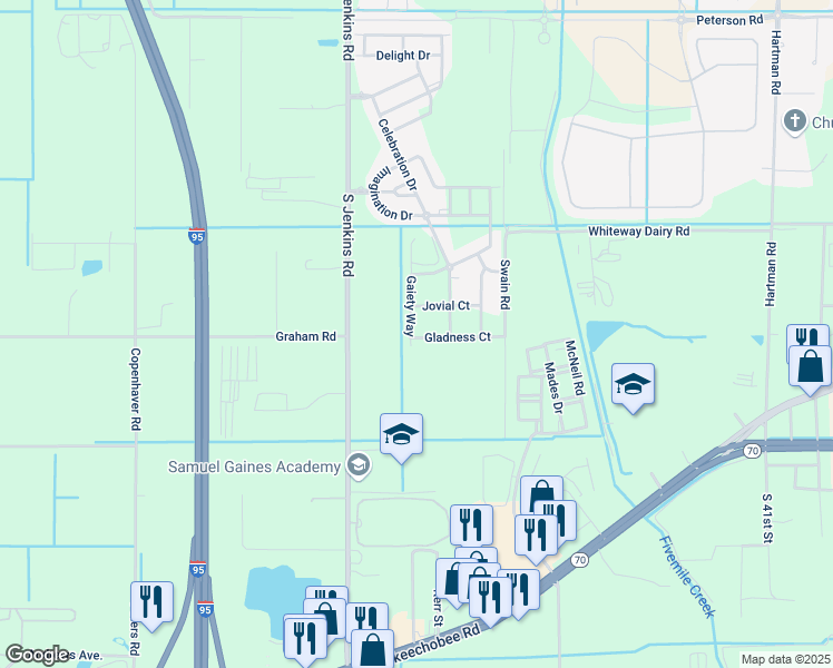 map of restaurants, bars, coffee shops, grocery stores, and more near 1829 Gaiety Way in Fort Pierce