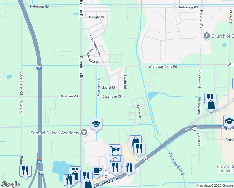 map of restaurants, bars, coffee shops, grocery stores, and more near 5113 Gladness Court in Fort Pierce
